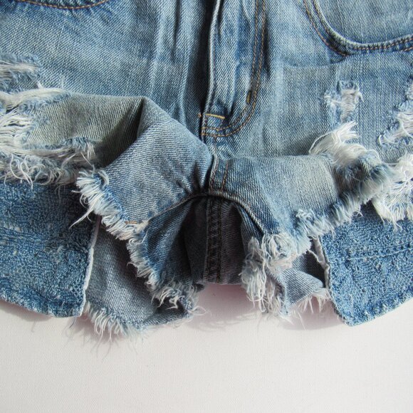 Vintage American Eagle Women's Hi-Rise Festival Distressed Denim Jeans Shorts - Picture 4 of 7